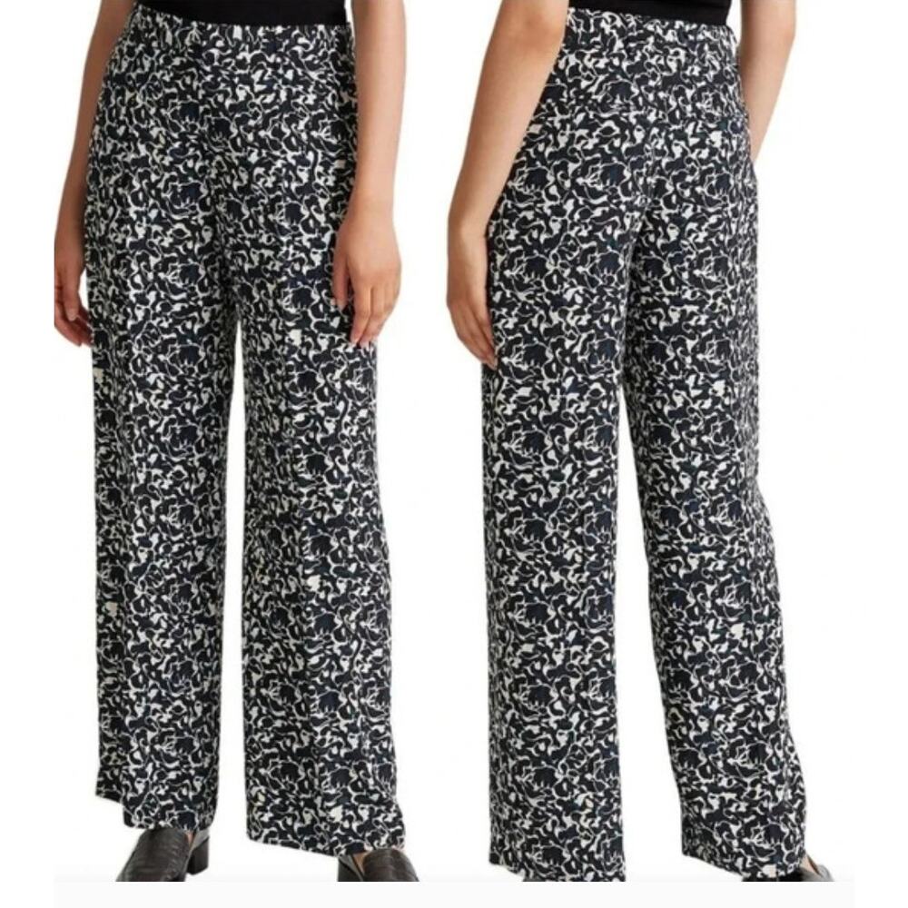 Club Monaco Wide Leg Black Mix Prints Trousers Pants NWT